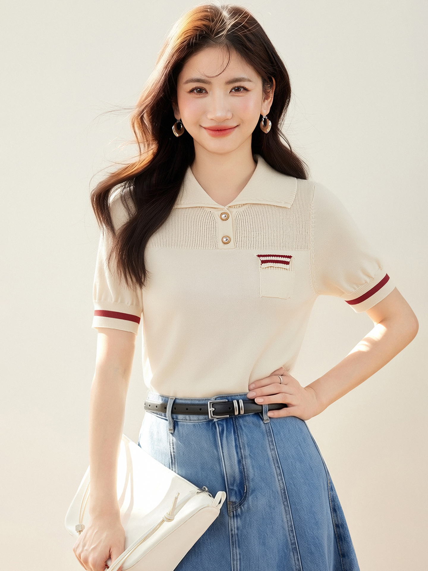 實拍◆有◆2026法式小香風polo領短袖針織衫氣質上衣獨特漂亮T恤