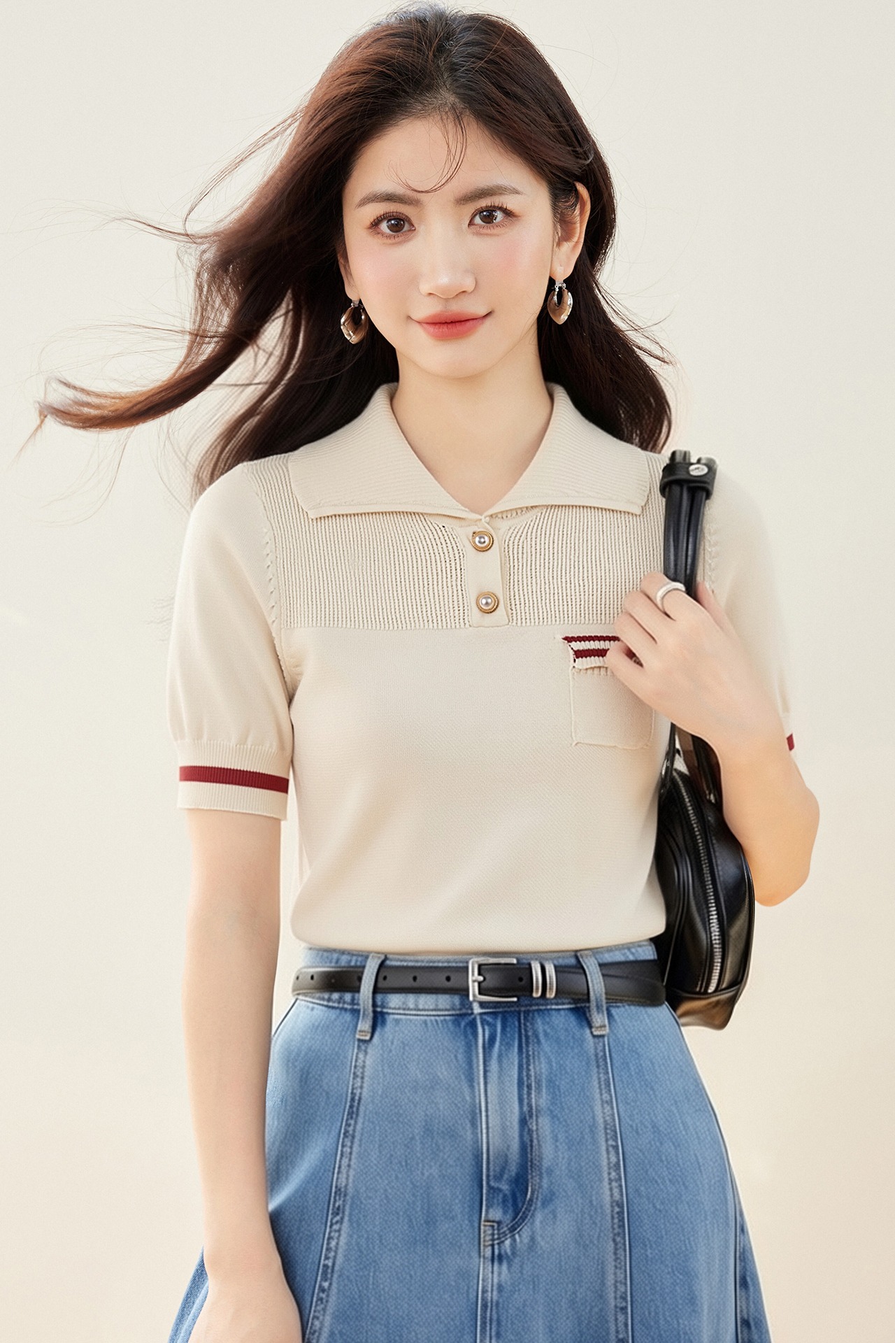 實拍◆有◆2026法式小香風polo領短袖針織衫氣質上衣獨特漂亮T恤