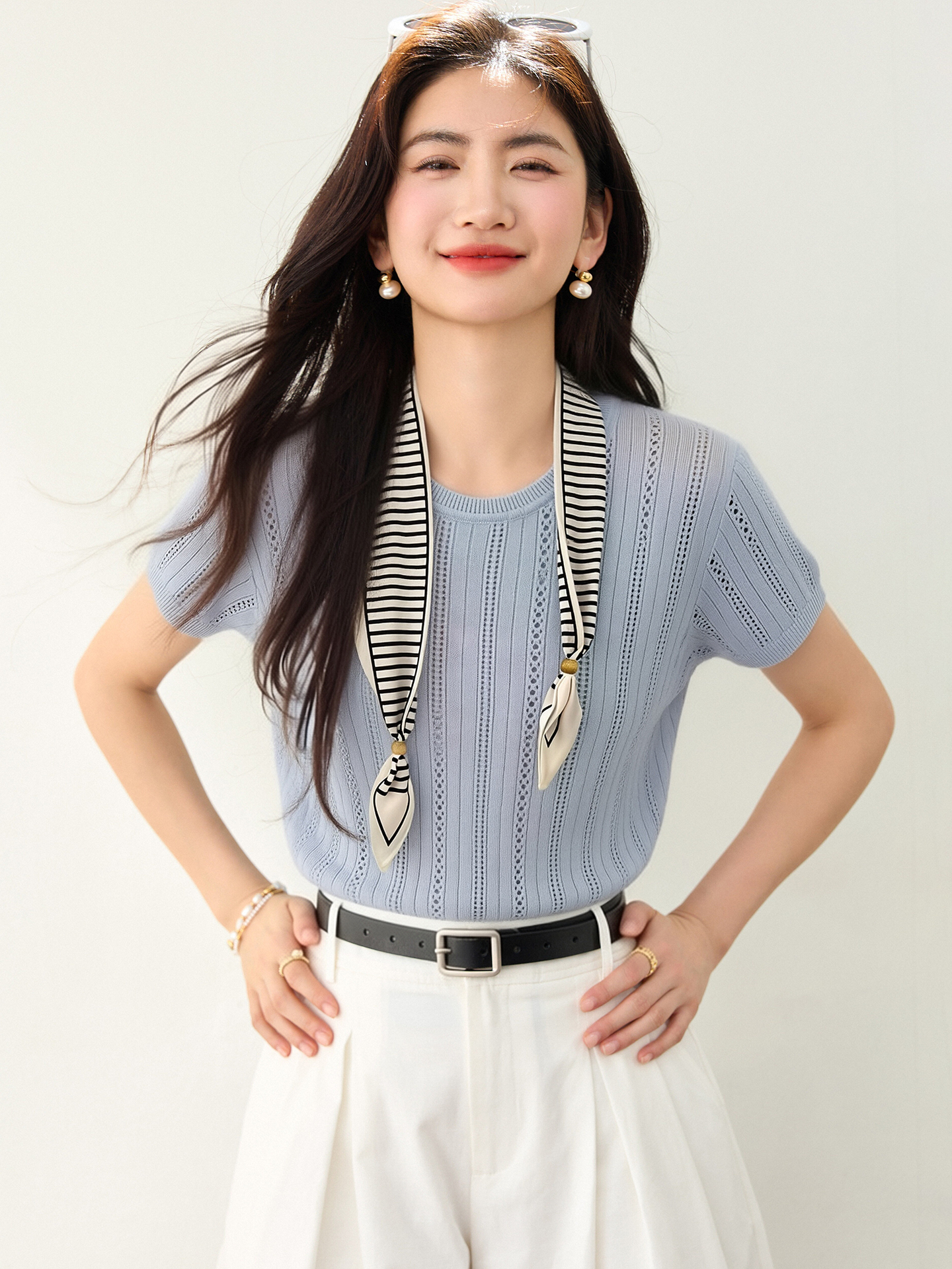 實拍◆有◆2026夏季新款設計感鏤空針織冰絲短袖t恤上衣女