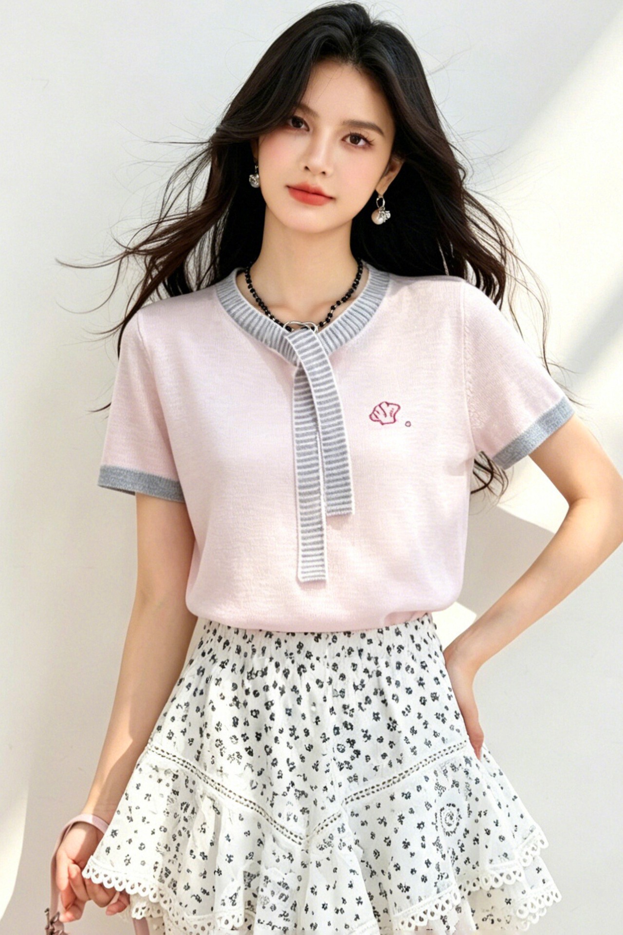 實拍◆有◆法式學院風設計感小眾短袖t恤女新款夏季寬松百搭上衣