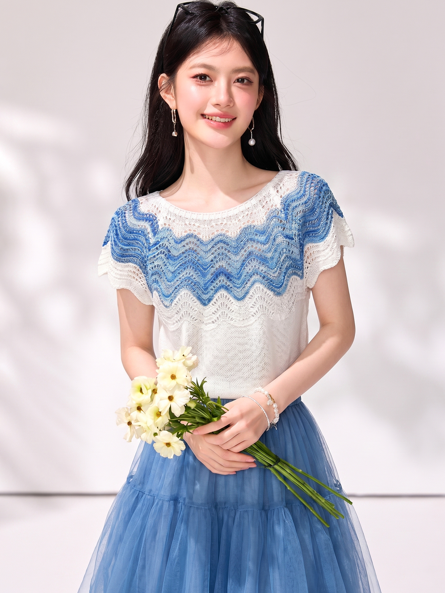 有◆2026夏季新款波西米亞風上衣女法式復古針織鏤空短袖