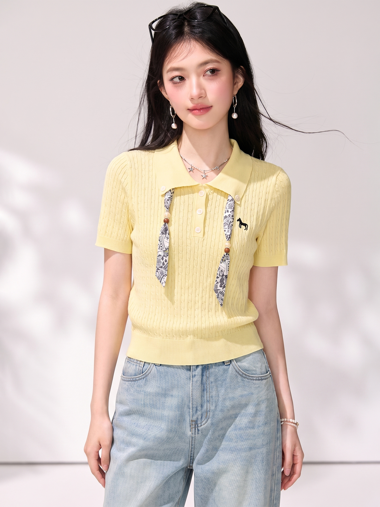 有◆2026韓系甜美polo領針織短款上衣女夏新款時尚顯瘦短袖T恤