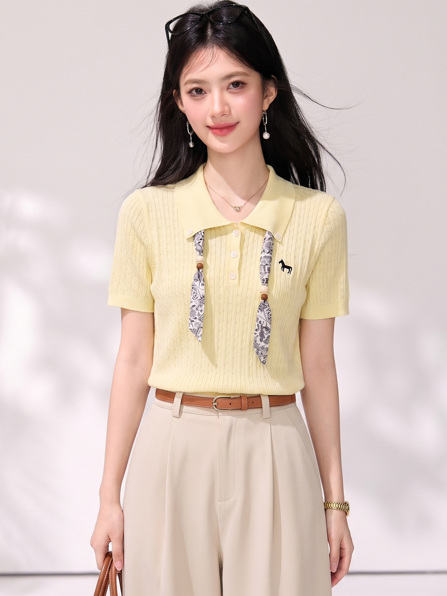 有◆2026韓系甜美polo領針織短款上衣女夏新款時尚顯瘦短袖T恤