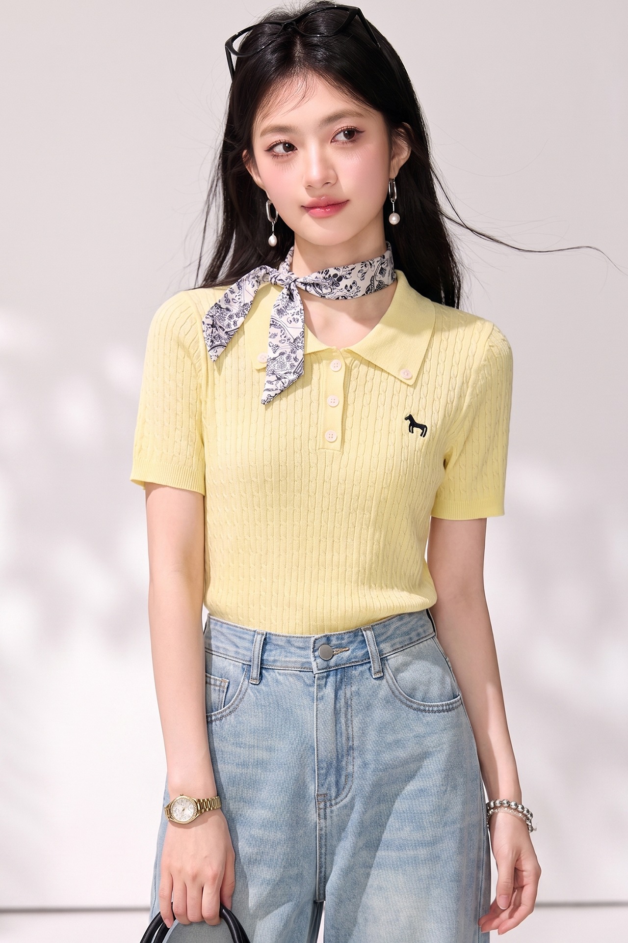 有◆2026韓系甜美polo領針織短款上衣女夏新款時尚顯瘦短袖T恤