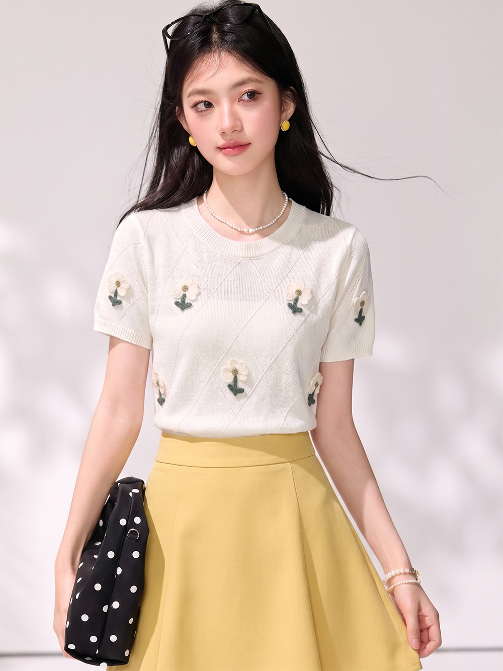 有◆2026甜美立體花朵短袖針織衫女季新款獨特漂亮薄款t恤上衣
