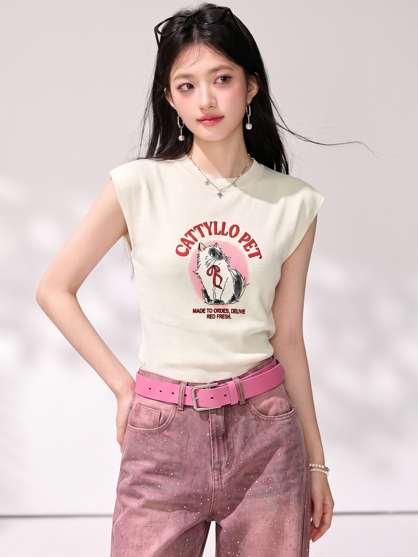 有◆2026夏季新款趣味印花修身針織短袖T恤女修身顯瘦辣妹風上衣