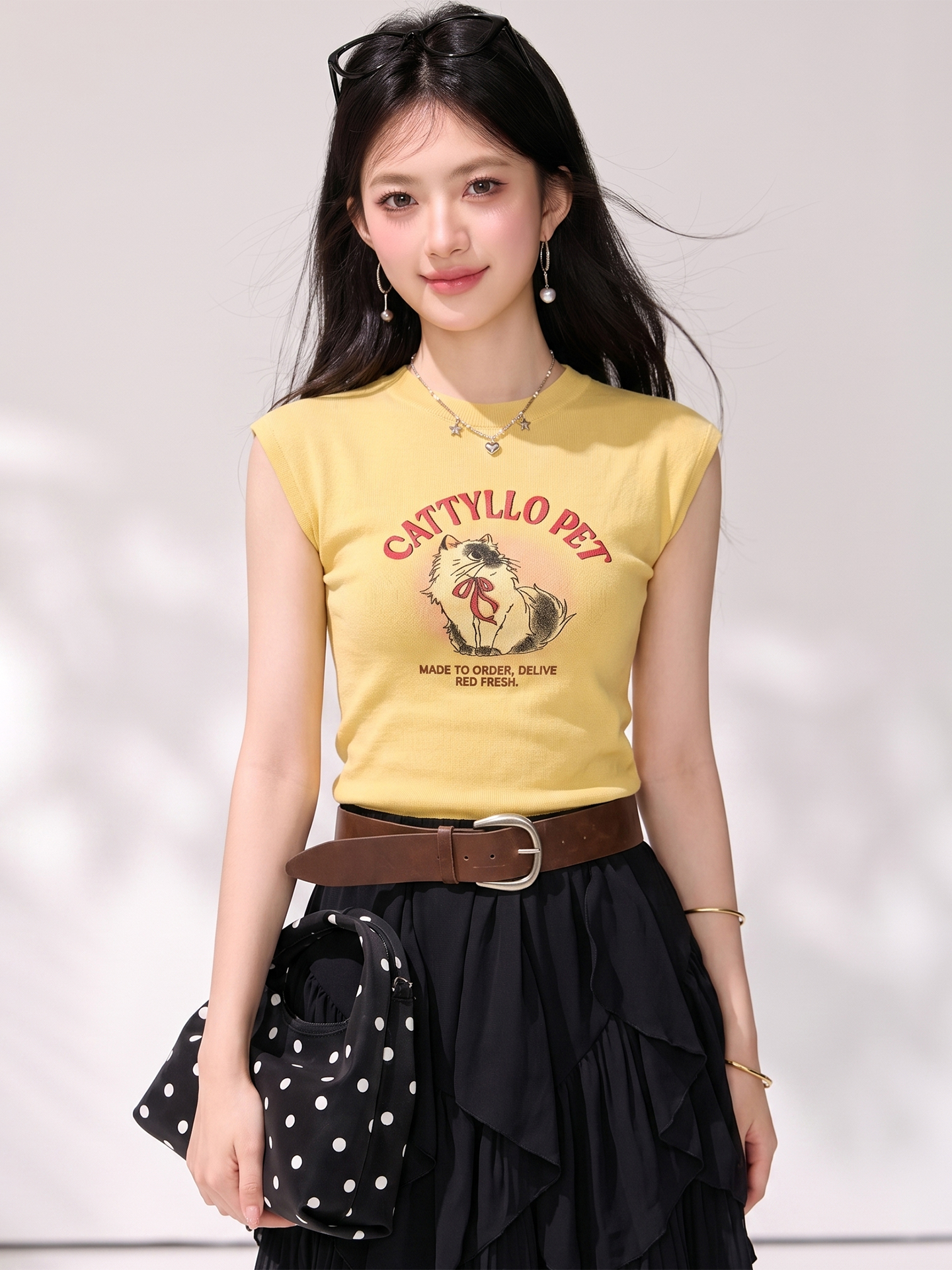 有◆2026夏季新款趣味印花修身針織短袖T恤女修身顯瘦辣妹風上衣
