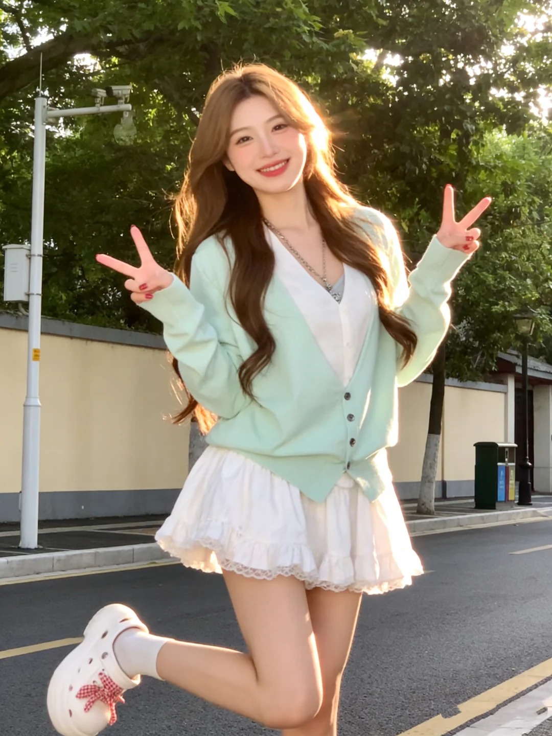 甜美溫柔風圓領長袖針織衫女2026春季新款設計感減齡顯瘦開衫上衣