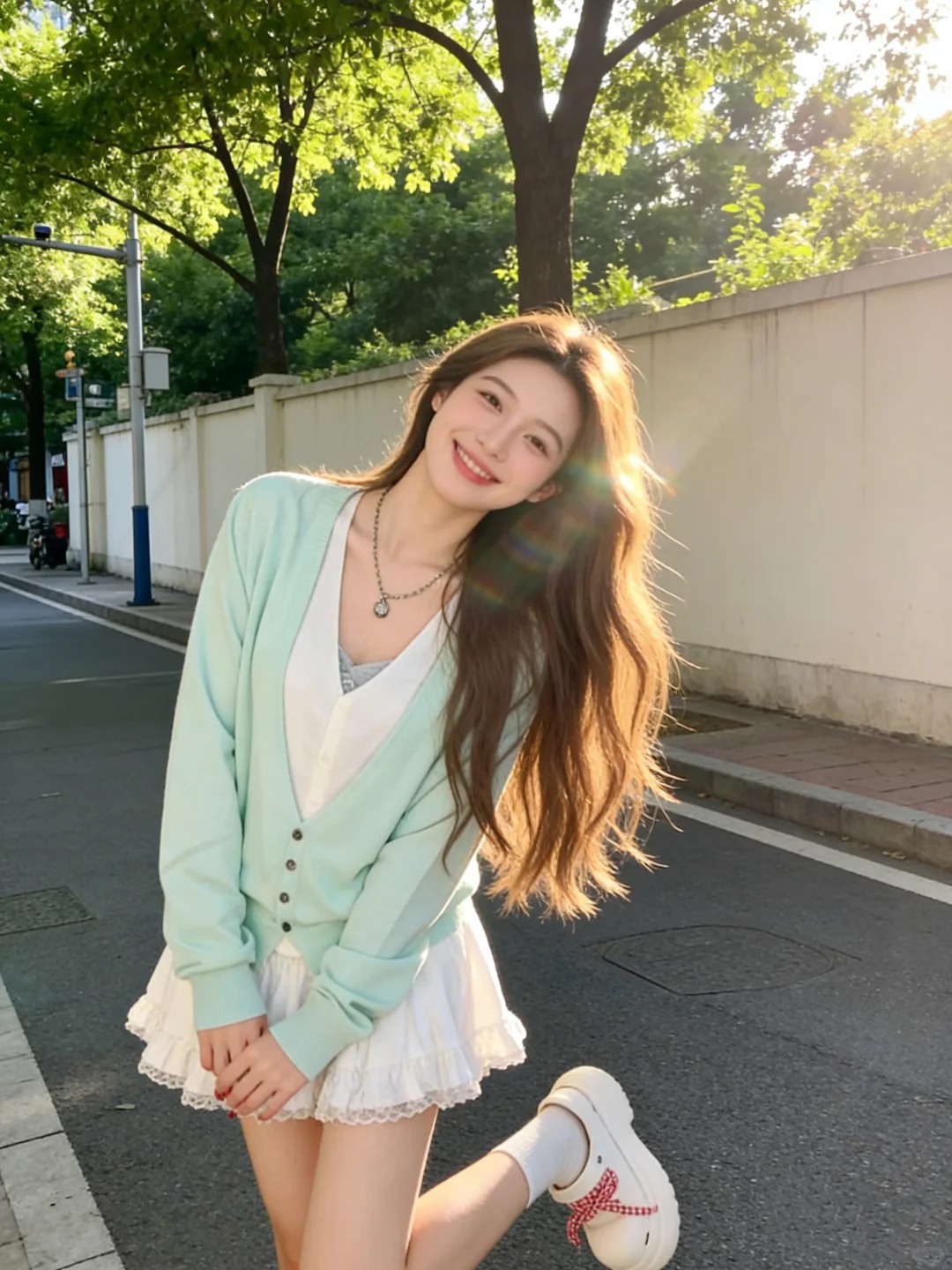 甜美溫柔風圓領長袖針織衫女2026春季新款設計感減齡顯瘦開衫上衣