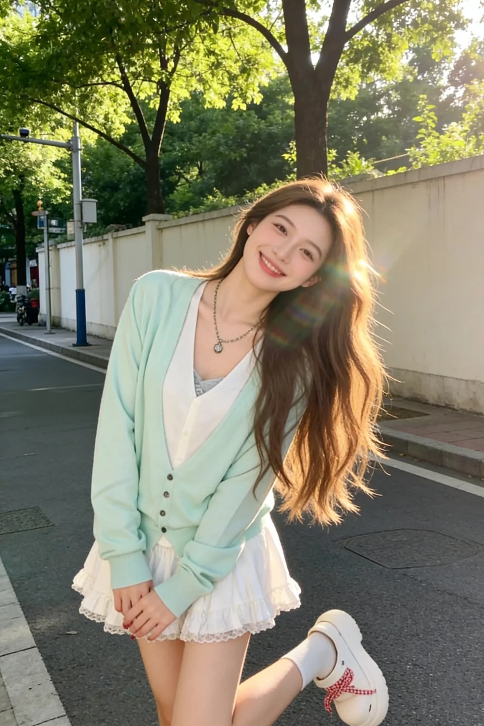 甜美溫柔風圓領長袖針織衫女2026春季新款設計感減齡顯瘦開衫上衣
