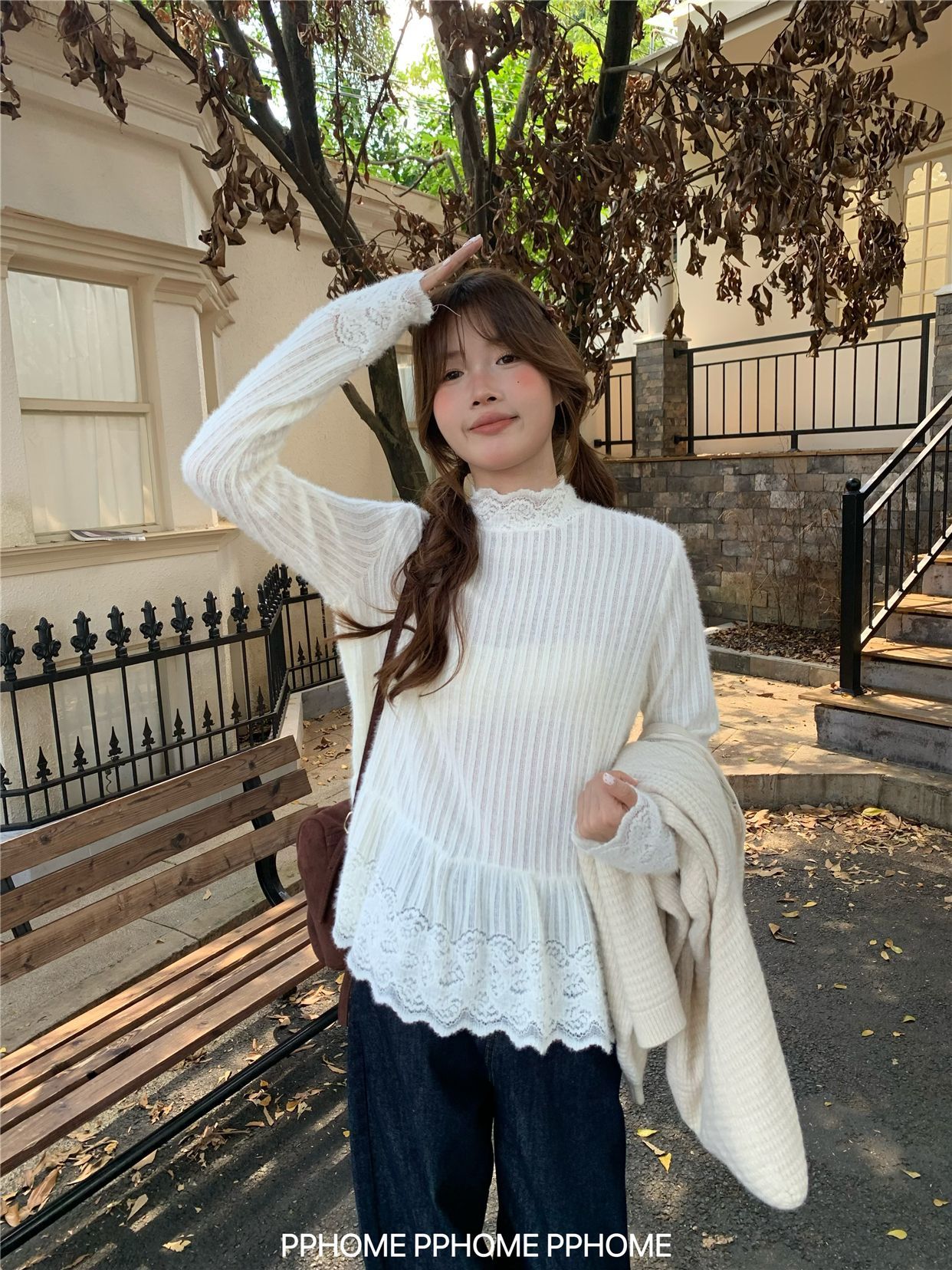 原版面料 內搭秋季打底衫t恤女氣質蕾絲花邊韓系慵懶上衣