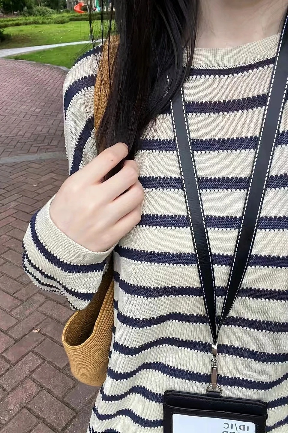 薄款萊賽爾條紋長袖t恤女春夏新款慵懶風防曬針織衫顯瘦百搭上衣