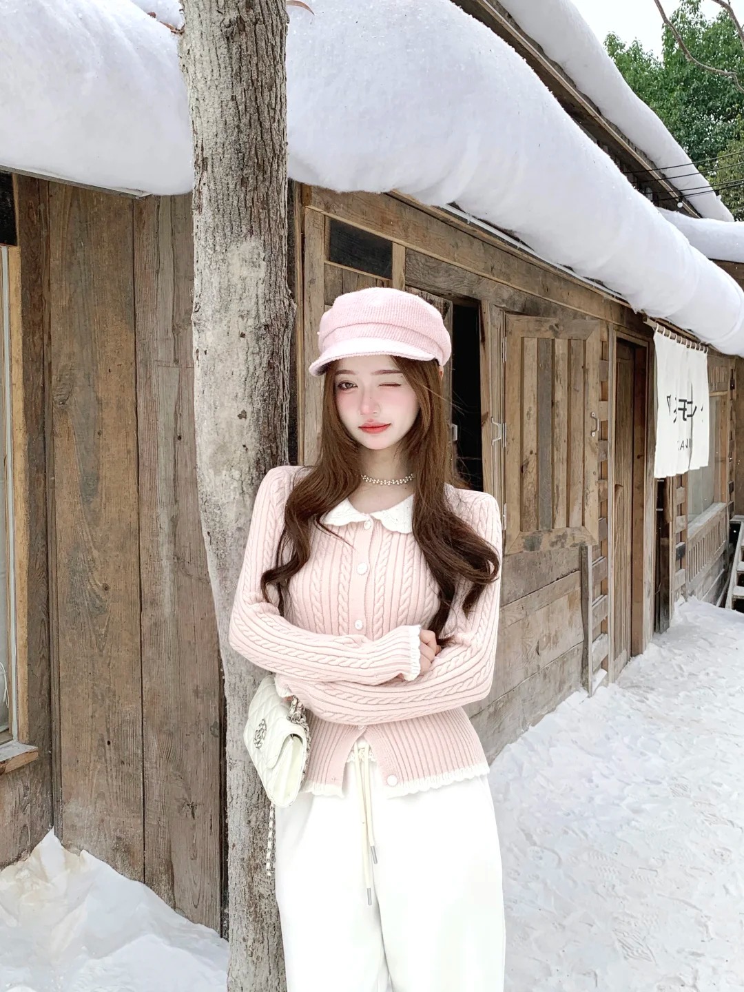 千金少女感娃娃領長袖修身打底毛衣春季2026新款