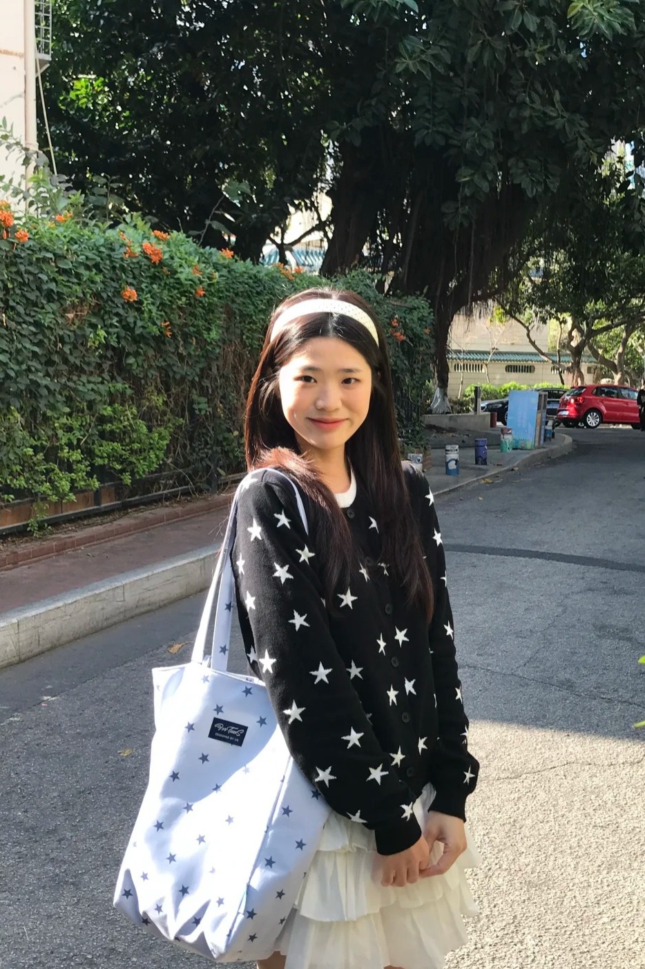 甜美少女風星星提花假兩件毛衣針織開衫上衣慵懶風百搭針織衫外套