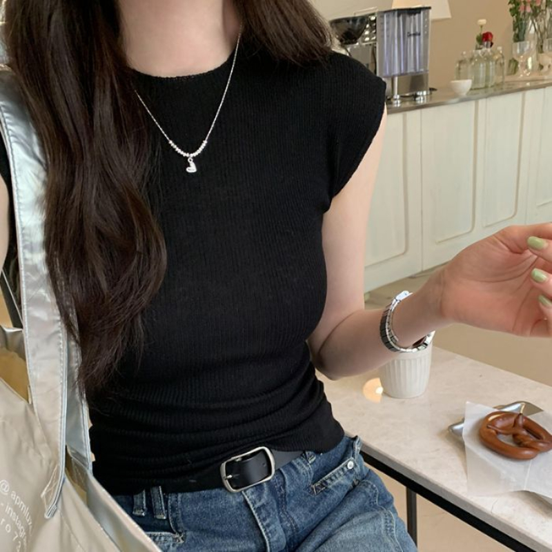 韓系溫柔風針織背心女夏季薄款修身顯瘦外穿無袖打底別致漂亮上衣