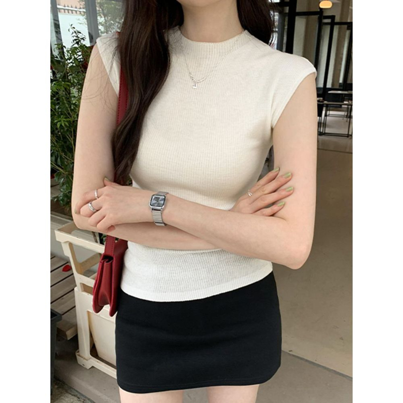 韓系溫柔風針織背心女夏季薄款修身顯瘦外穿無袖打底別致漂亮上衣