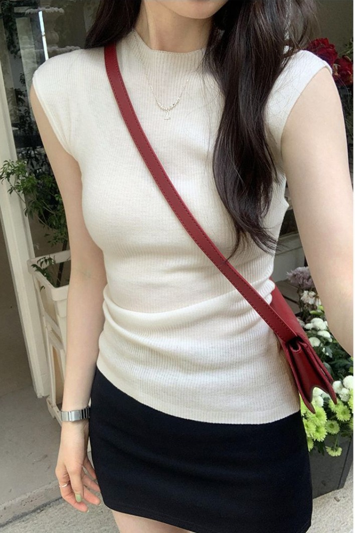韓系溫柔風針織背心女夏季薄款修身顯瘦外穿無袖打底別致漂亮上衣