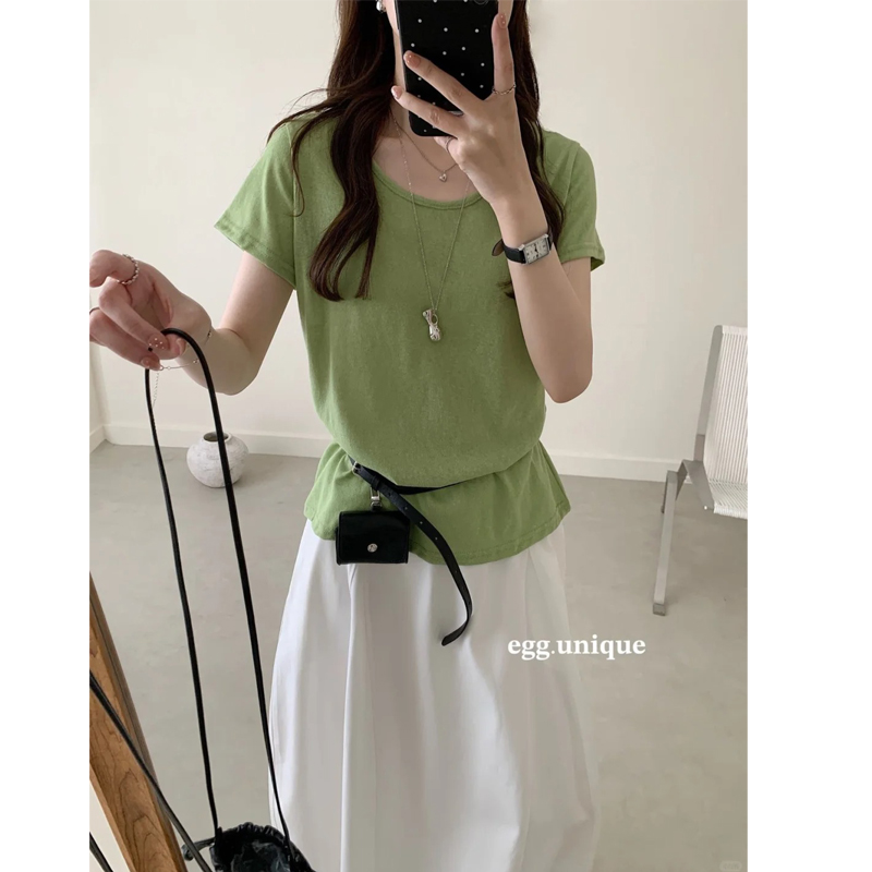 麻感清透v領tee解鎖夏日單品親膚又透氣夏天慵懶T恤H
