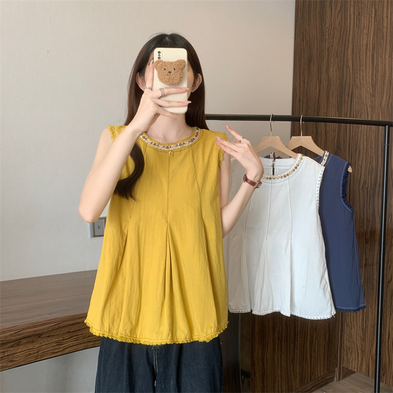 MY9189# 大码夏季新款韩版时尚圆领无袖背心女宽松显瘦百搭休闲上衣女裝貨源服裝批發