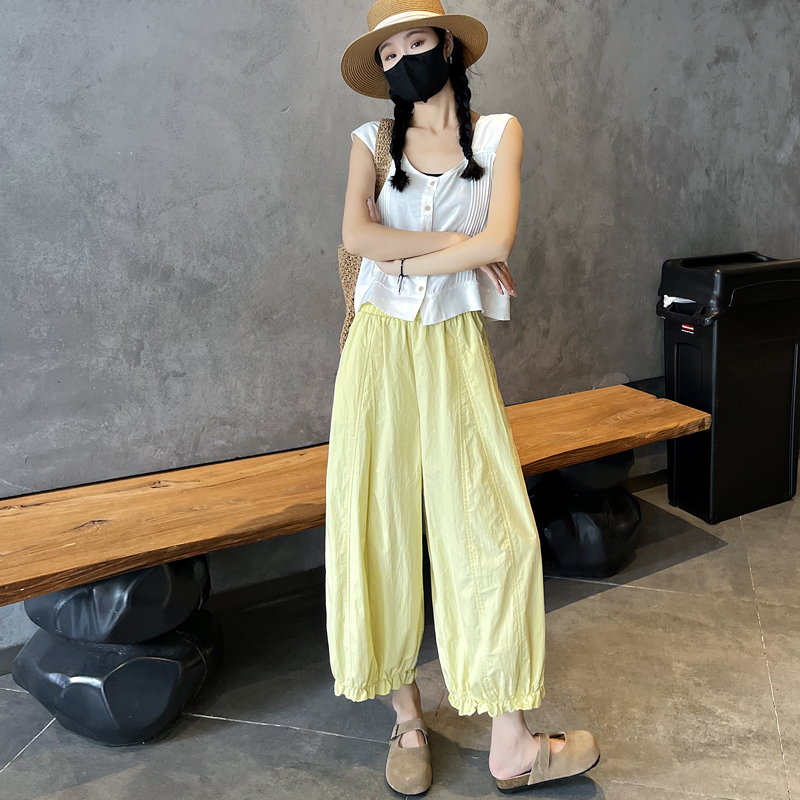 實拍重工甜美木耳邊九分褲女2026夏薄顯瘦花邊燈籠褲小個子防曬褲