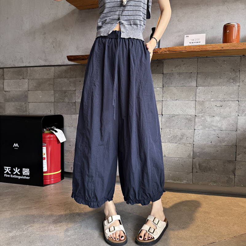 實拍重工甜美木耳邊九分褲女2026夏薄顯瘦花邊燈籠褲小個子防曬褲