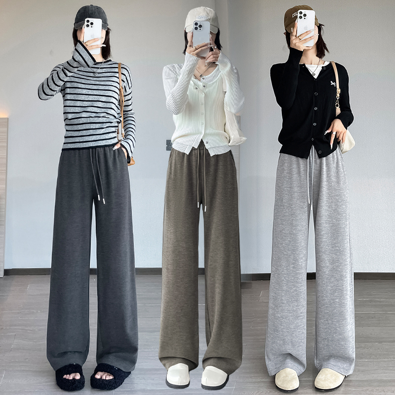 實拍加絨新款云朵糯米褲女高級感慵懶直筒運動休閑褲顯瘦百搭神褲