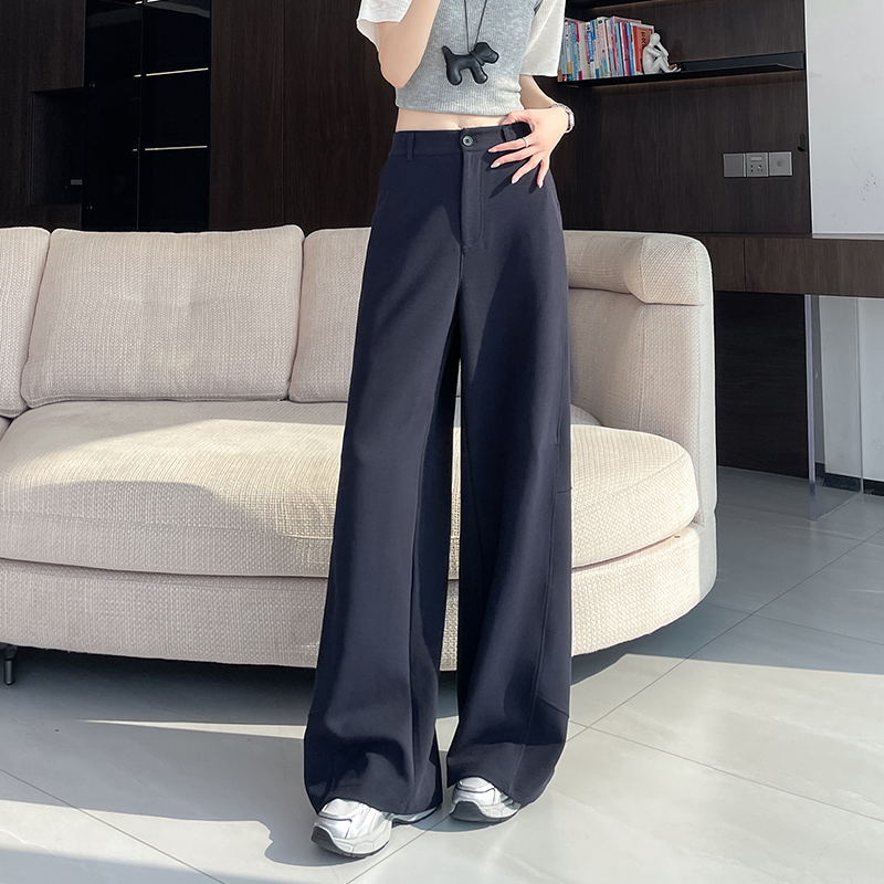 實拍美式拼接衛褲女2026春季新款闊腿褲寬松運動褲垂感休閑褲
