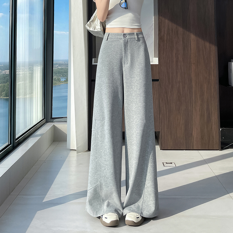 實拍美式拼接衛褲女2026春季新款闊腿褲寬松運動褲垂感休閑褲