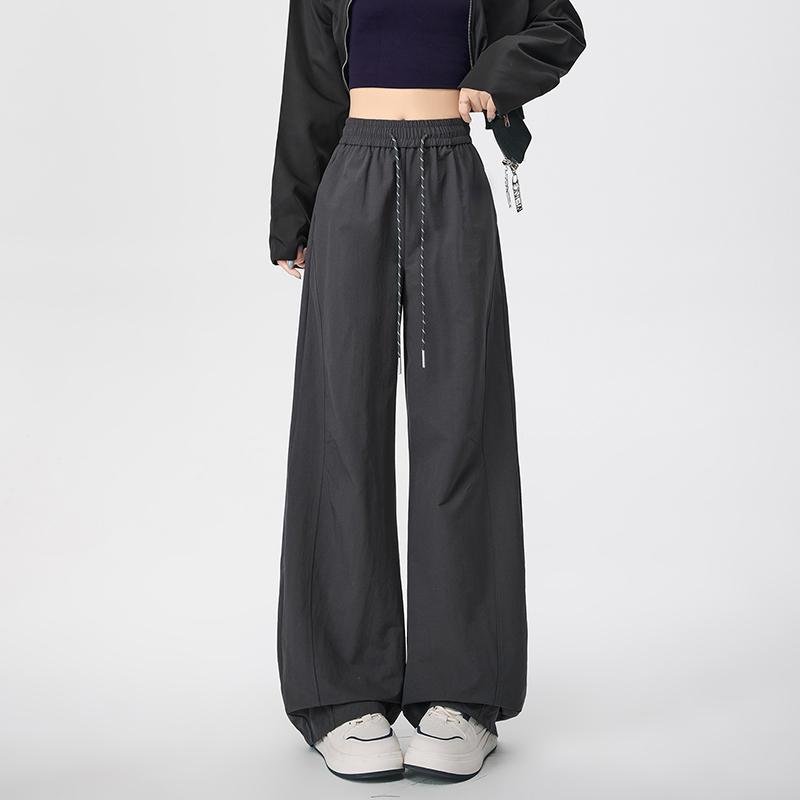 實拍速干工裝休閑褲2026春夏新款女美式闊腿彎刀褲寬松顯瘦防曬褲