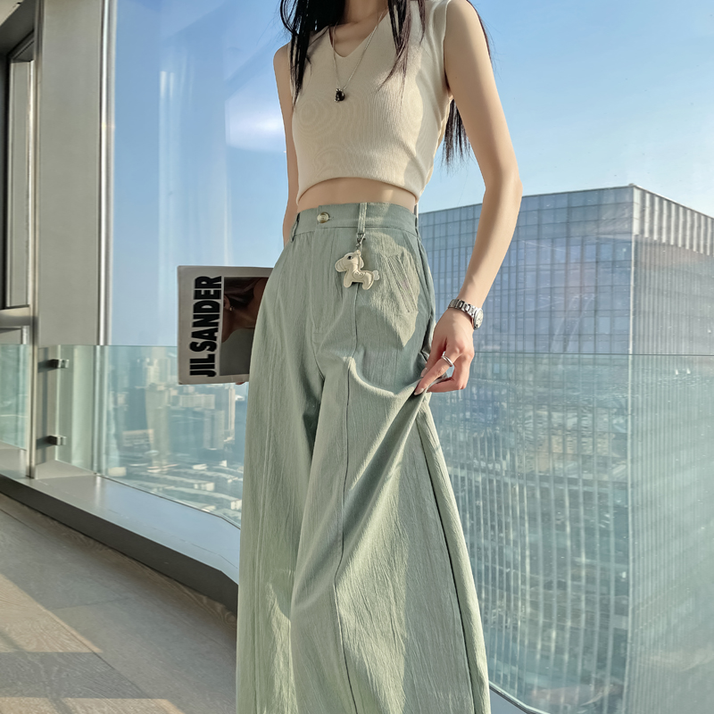 實拍九分彎刀褲小馬掛飾速干工裝闊腿褲女2026春夏新款休閑褲顯瘦