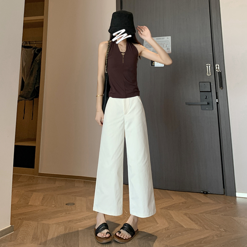 實拍八九分窄版直筒褲女2026夏季新款簡約大氣顯瘦速干闊腿西褲