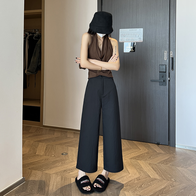實拍八九分窄版直筒褲女2026夏季新款簡約大氣顯瘦速干闊腿西褲