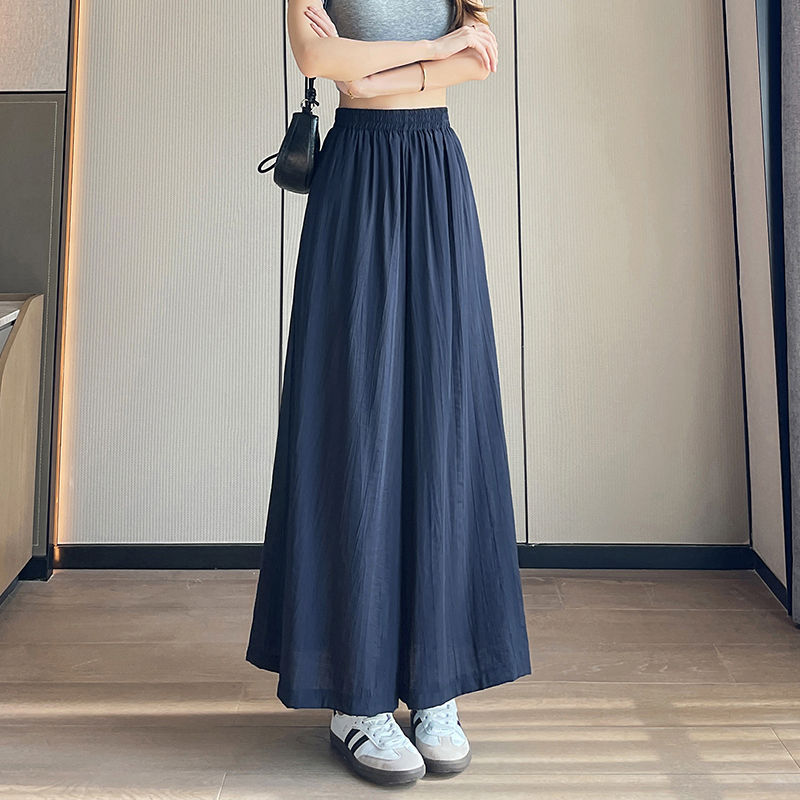 實拍八分九分闊腿褲女2026夏季新款裙褲高腰薄款冰絲垂感休閑褲