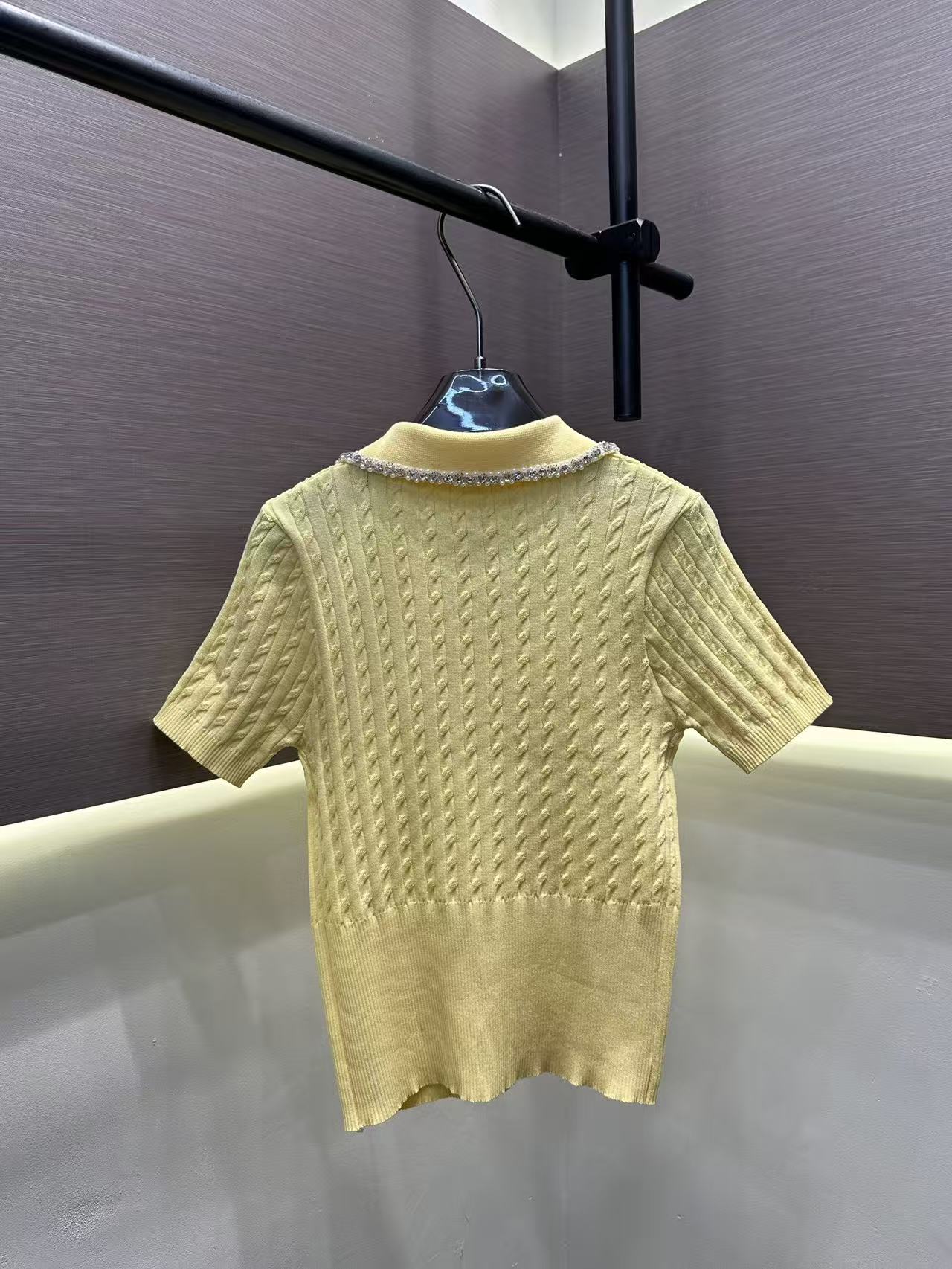 LYM STudio  溫柔甜美風白色短袖T恤女鑲鉆翻領蝴蝶結高級感上衣
