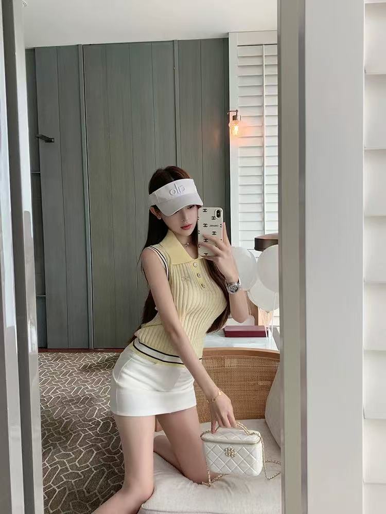 luna潞娜張元英針織衫氣質翻領撞色上衣