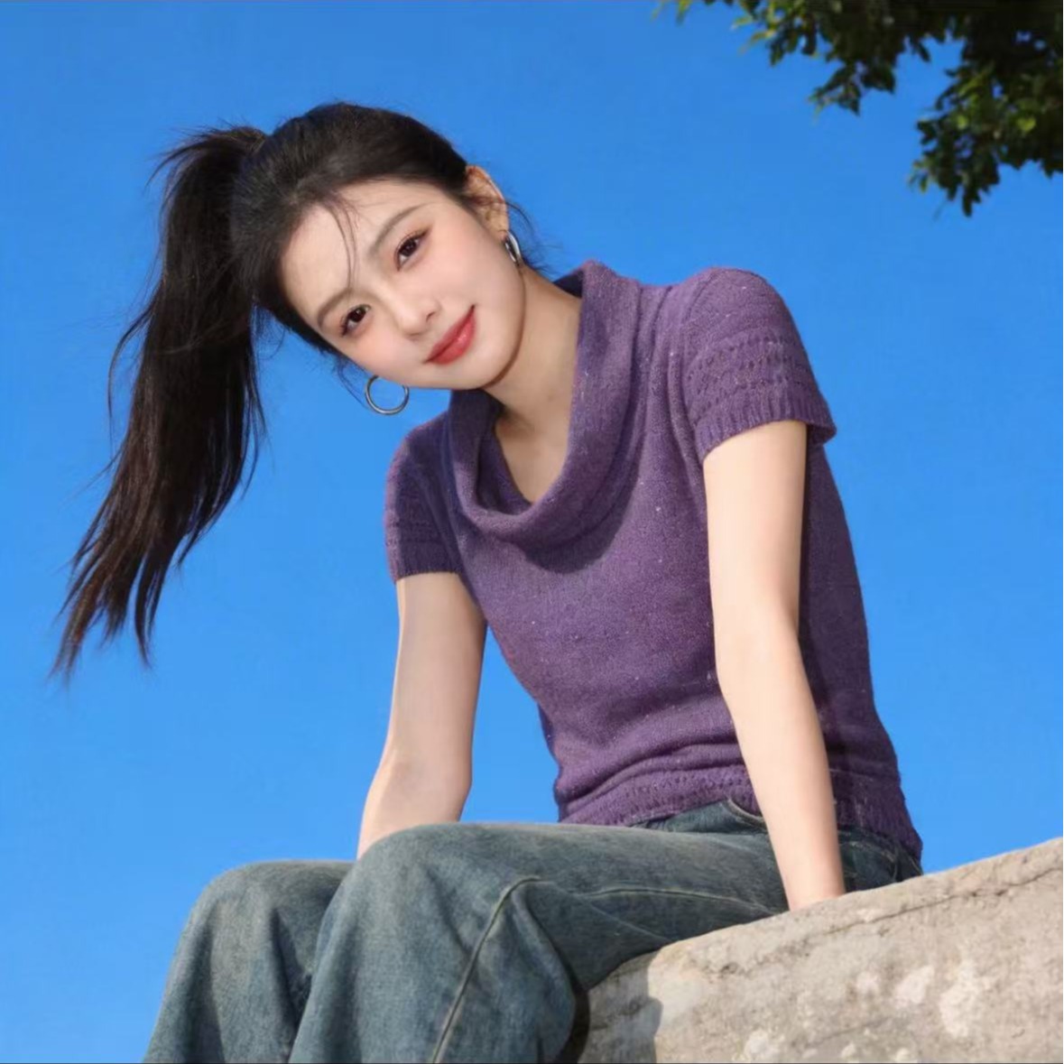 早春女裝2026新款韓系氣質上衣絕美巨好看收腰顯瘦短袖打底針織衫