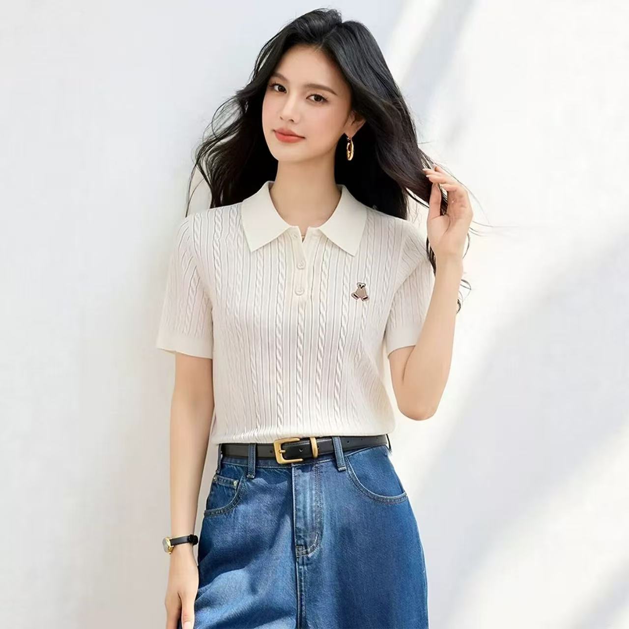 2026夏季韓版設計感小眾百搭修身短款麻花針織上衣