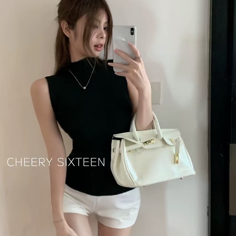 日雜氣質好絕~秋冬內搭必入立領半高領無袖修身針織背心女打底衫