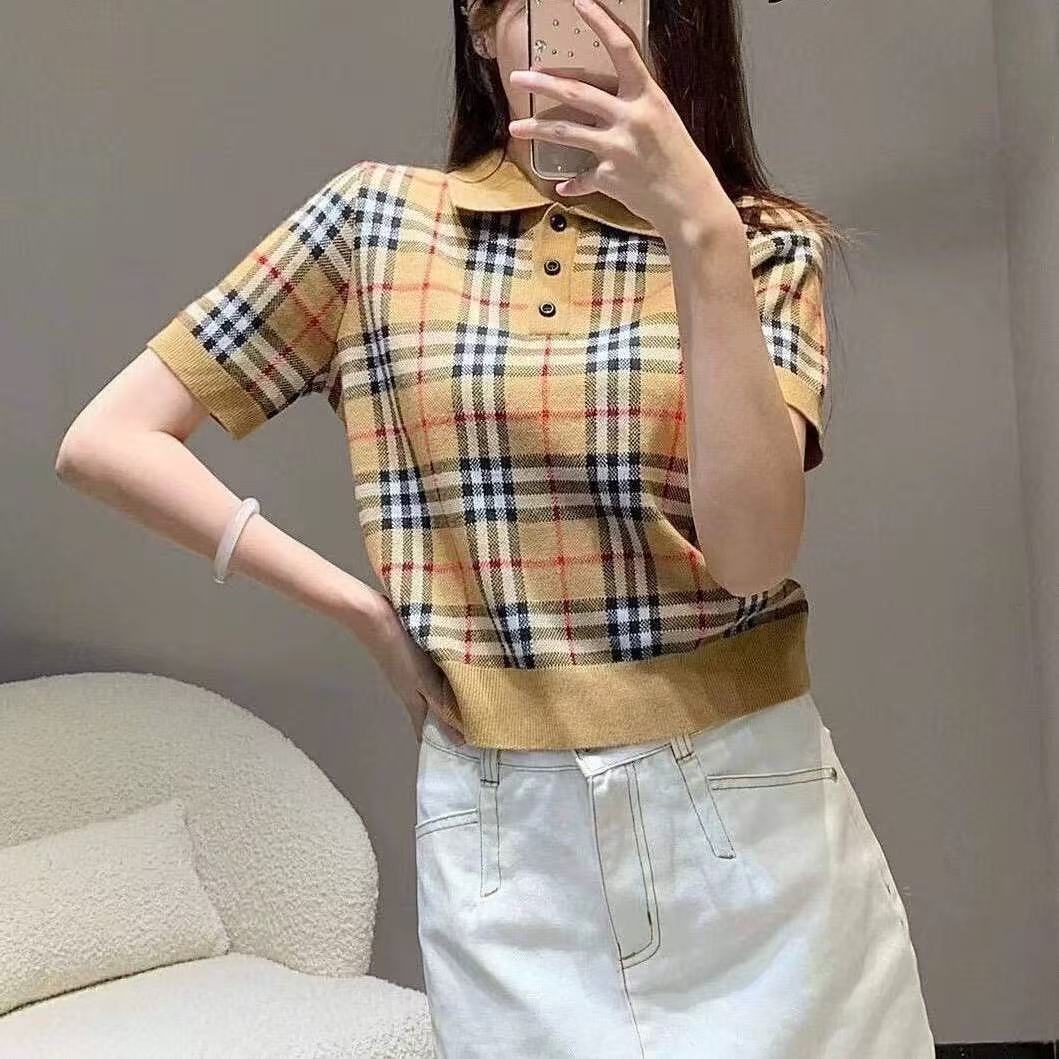 2026夏季新款歐貨時尚翻領拼色條紋短袖針織衫女寬松顯瘦春款T恤
