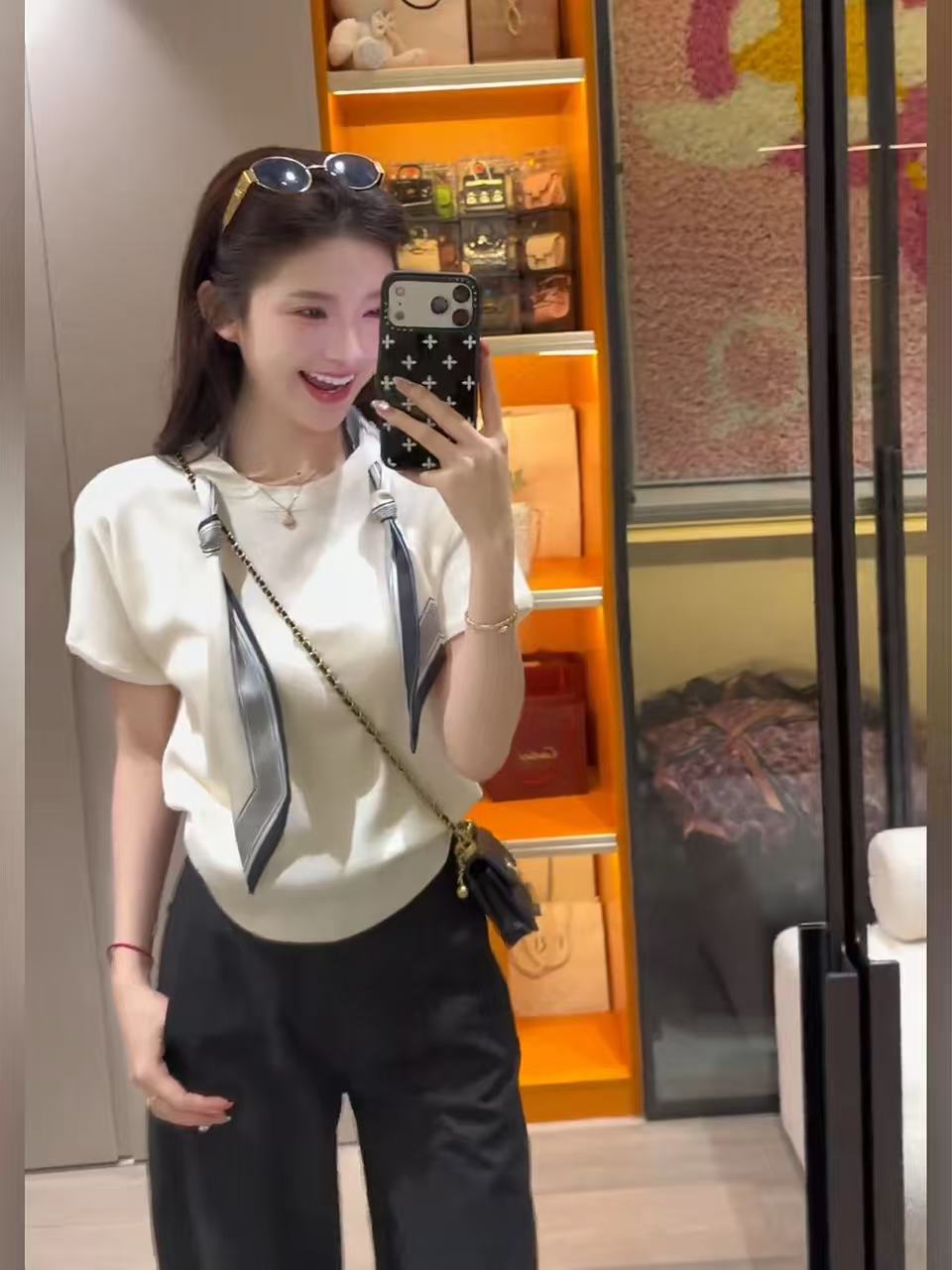 白色正肩短袖女t恤夏季2026新款設計感超好看獨特漂亮不撞衫上衣