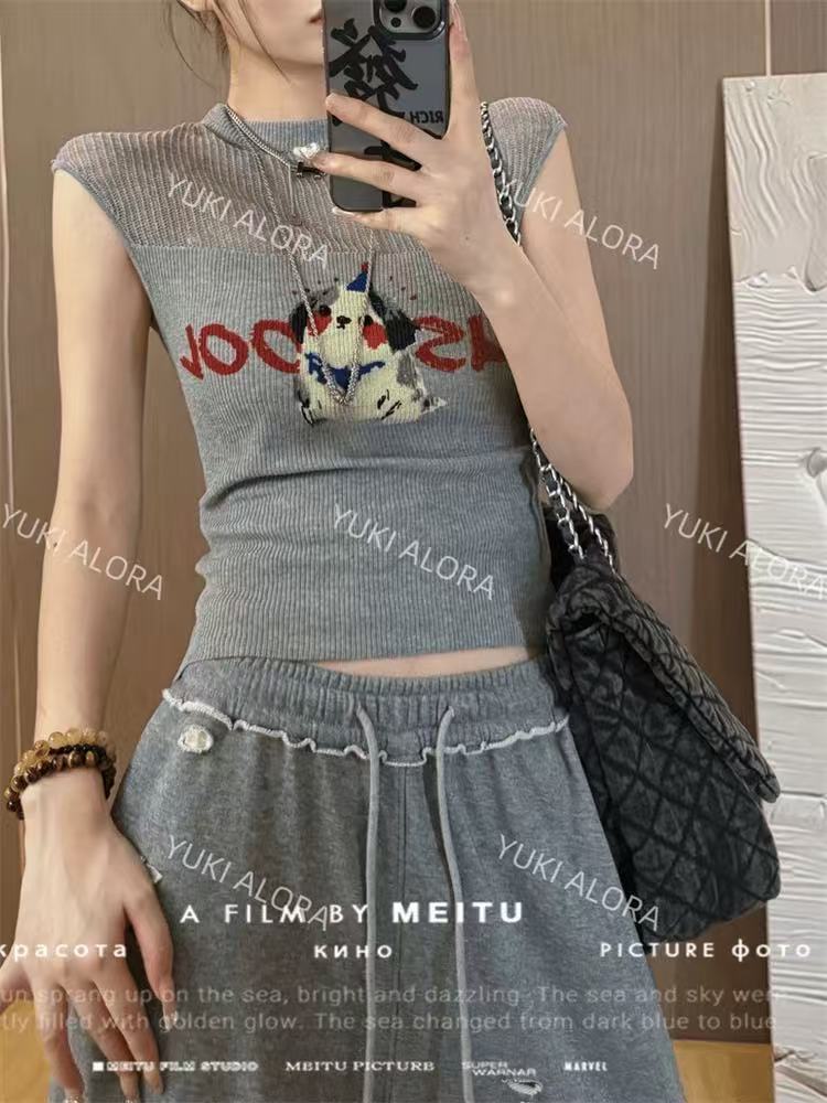 小個子趣味無袖針織衫女2026春季流行單品新款上衣小眾設計感小衫