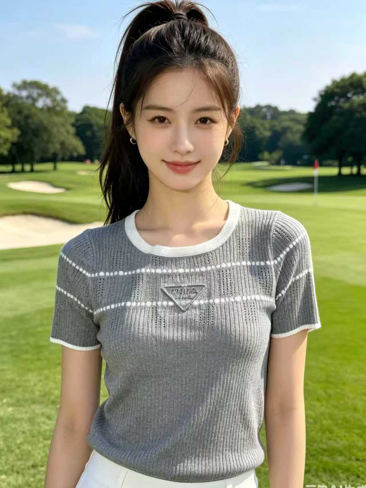 LIHEYU 法式小香風圓領針織衫女夏季新款撞色鏤空輕奢氣質正肩T恤