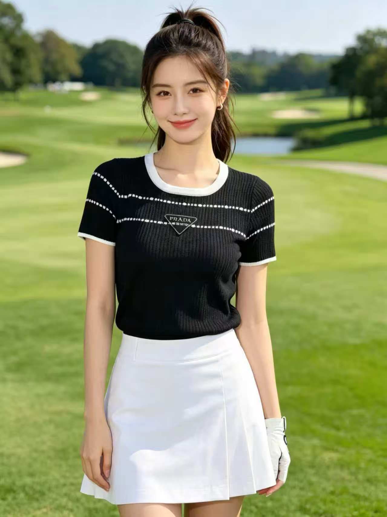 LIHEYU 法式小香風圓領針織衫女夏季新款撞色鏤空輕奢氣質正肩T恤