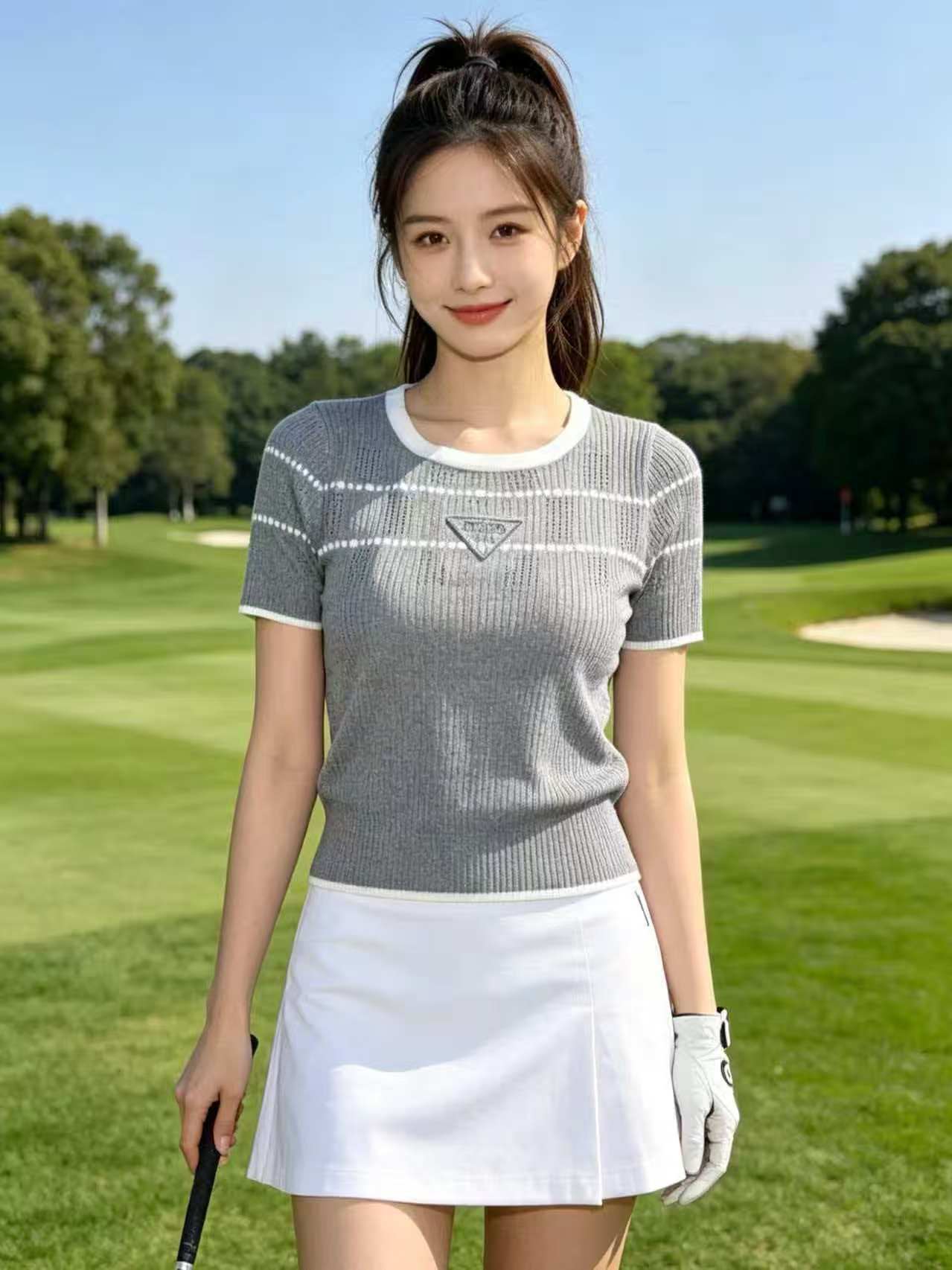 LIHEYU 法式小香風圓領針織衫女夏季新款撞色鏤空輕奢氣質正肩T恤