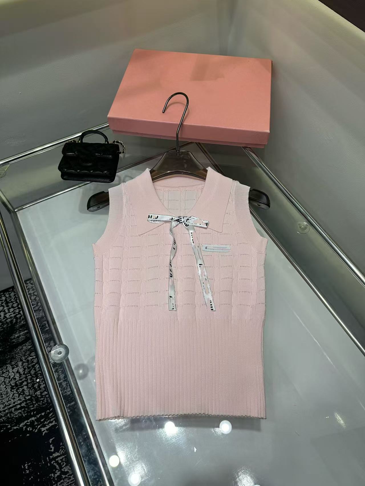 G1 STUDIOS學院風米杏色Polo領背心女夏純欲減齡系帶顯瘦無袖上衣