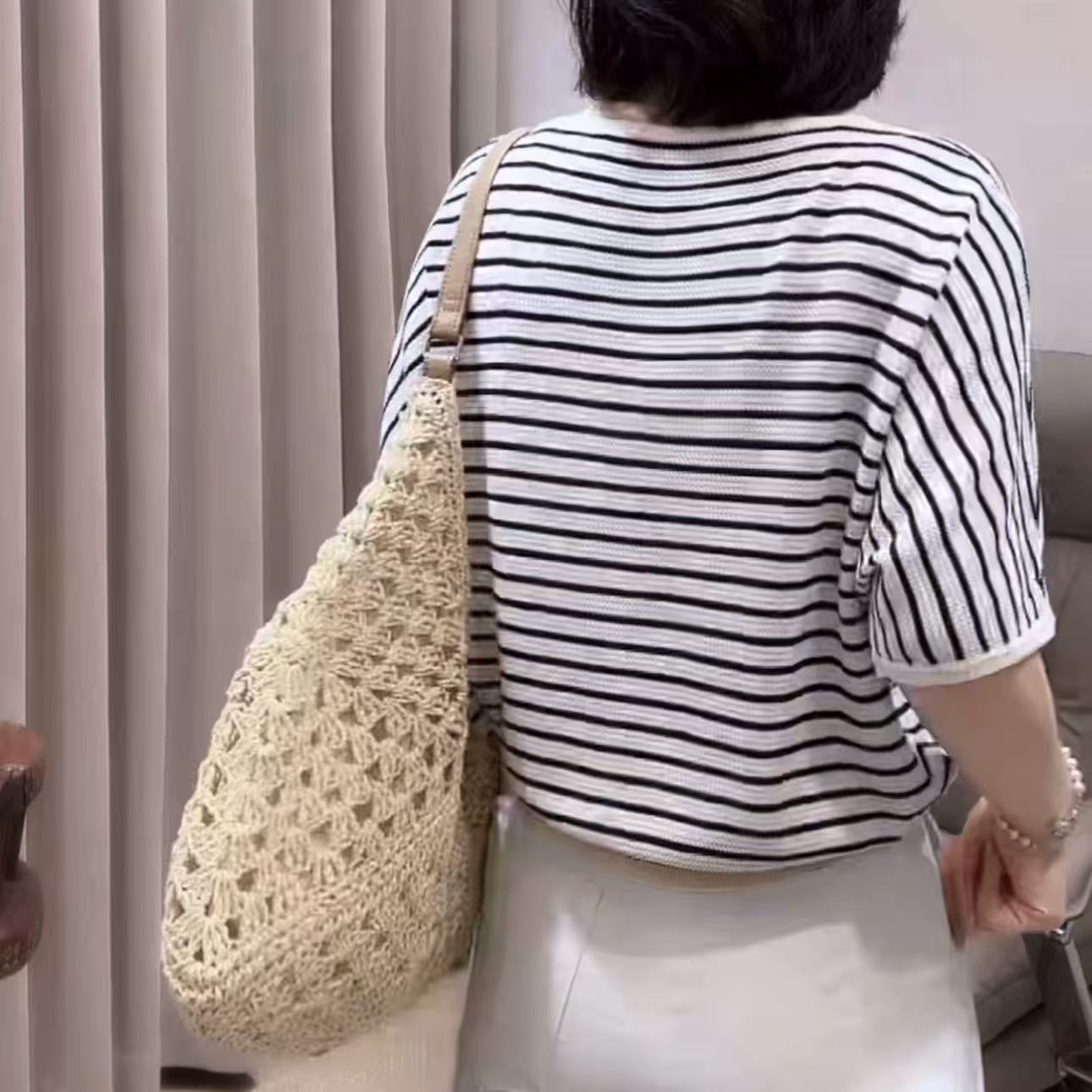 萊賽爾天絲針織短袖T恤女士夏季新款寬松短袖上衣時尚百搭蝙蝠衫