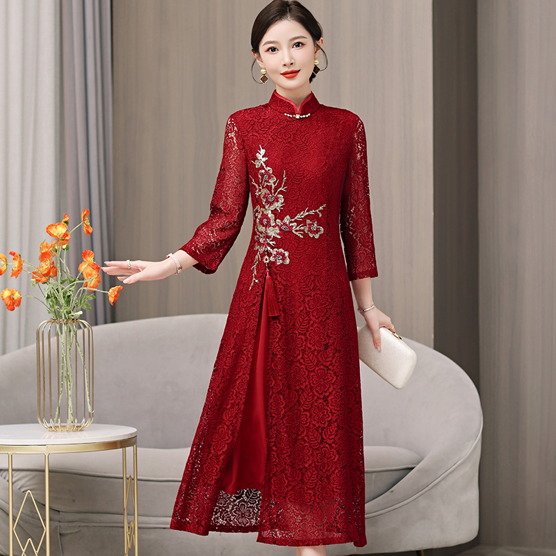 MY13281# 婚礼妈妈婚宴礼服喜婆婆装敬酒连衣裙修身女裝貨源服裝批發