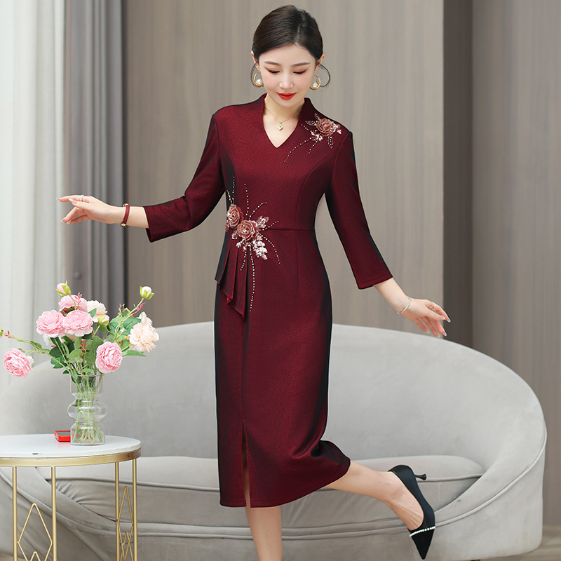 MY13458# 礼服年轻妈妈礼服新款喜婆婆婚宴装女裝貨源服裝批發