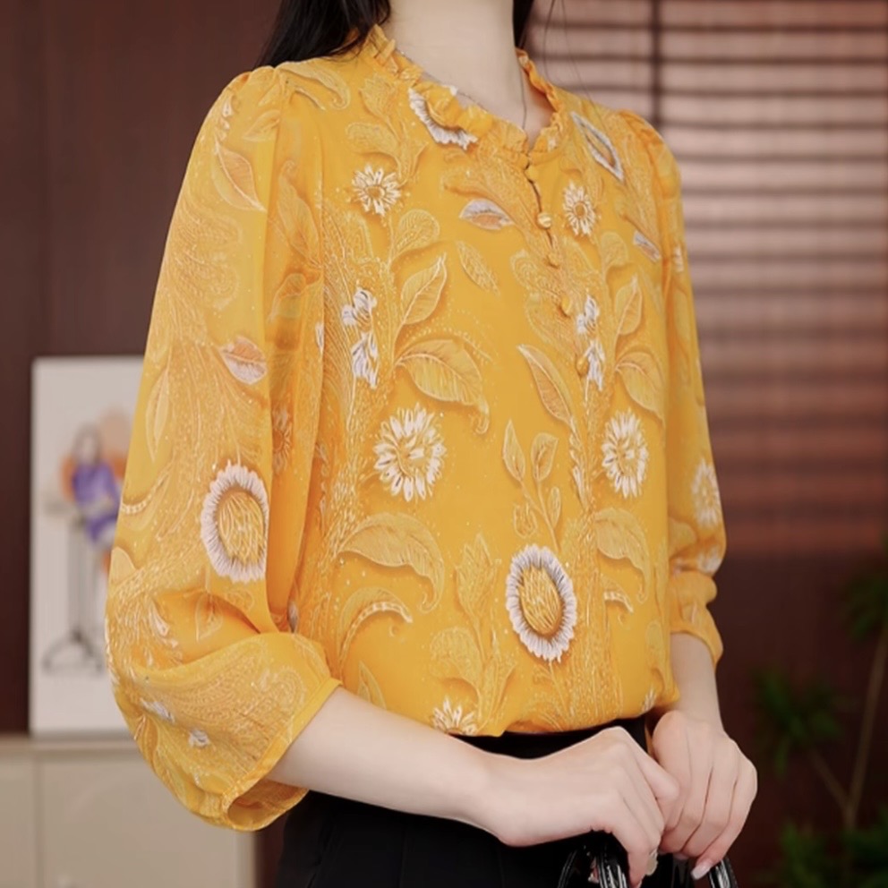 有貨2026新款原版法式輕奢襯衫七分袖氣質減齡優雅復古風顯瘦小衫
