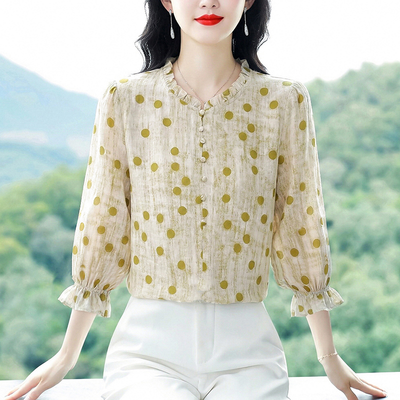 實拍有貨2026新中式國風七分袖木耳領設計感氣質襯衫女